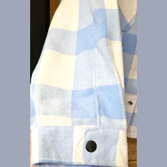 HFX Women's Plus Size Blue & White Plaid SHACKET JACKET XXL - Picture 5 of 16